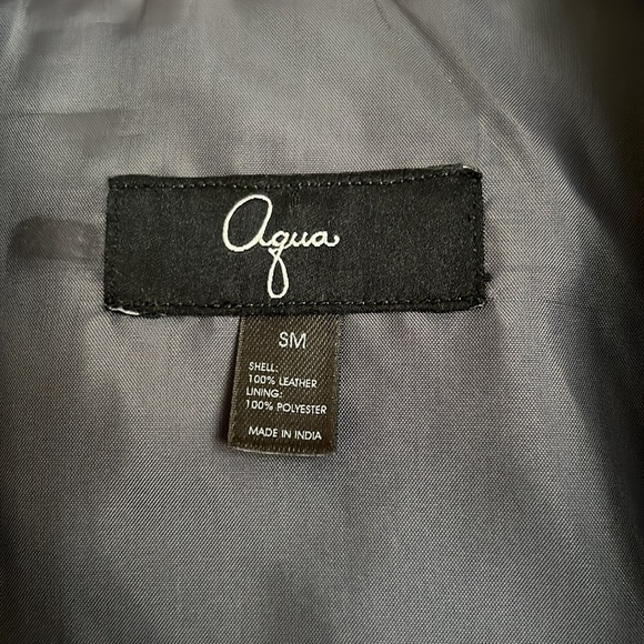 Aqua Faux Leather Moto Drape Jacket NWT Small Smoke Grey Waterfall Open Front - Picture 5 of 8